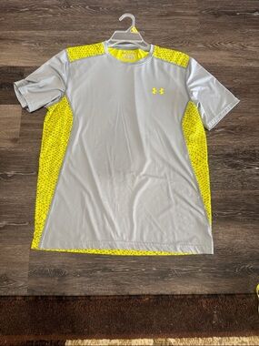 Under Armour Gray with Neon Yellow Accent Short Sleeve Performance Tee